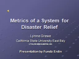 Metrics of a System for Disaster Relief
