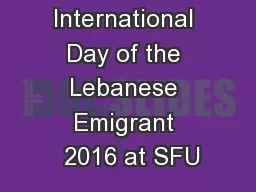 International Day of the Lebanese Emigrant  2016 at SFU