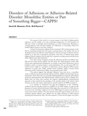 Disorders of Adhesions or AdhesionRelated Disorder Mon