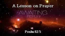 A Lesson on Prayer