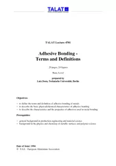 TALAT Lecture  Adhesive Bonding  Terms and Definitions
