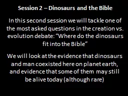 Session 2 – Dinosaurs and the Bible