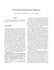 How Powerful is Adiabatic Quantum Computation Wim van