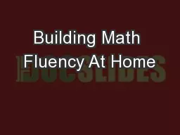 Building Math Fluency At Home