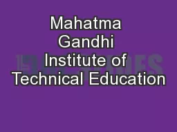 Mahatma Gandhi Institute of Technical Education