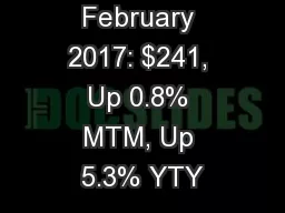 February 2017: $241, Up 0.8% MTM, Up 5.3% YTY