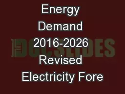 California Energy Demand 2016-2026 Revised Electricity Fore