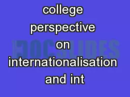 A cross college perspective on internationalisation and int