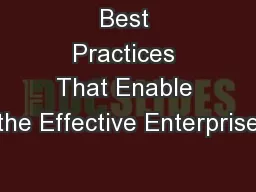 Best Practices That Enable the Effective Enterprise