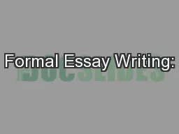 Formal Essay Writing: