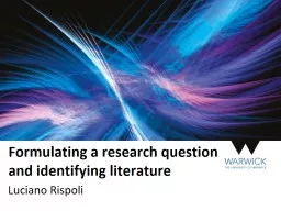 Formulating a research question and identifying literature