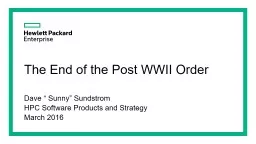 The End of the Post WWII Order