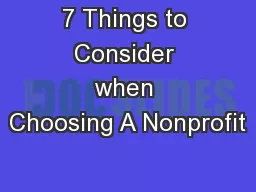 7 Things to Consider when Choosing A Nonprofit