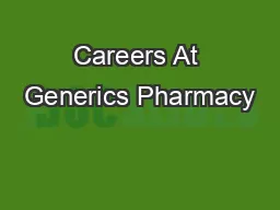 Careers At Generics Pharmacy