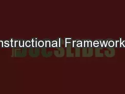 Instructional Frameworks