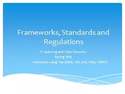 Frameworks, Standards and Regulations