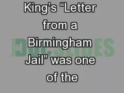 King’s “Letter from a Birmingham Jail” was one of the