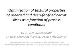 O ptimization of textural properties of predried and deep-