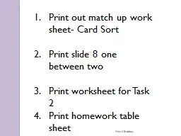 Print out match up work sheet- Card Sort