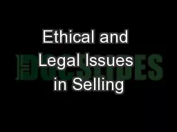 Ethical and Legal Issues in Selling