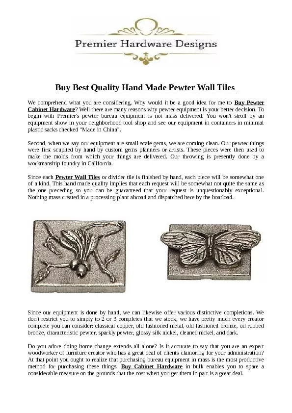 Buy Best Quality Hand Made Pewter Wall Tiles 