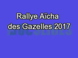 Rallye Aïcha des Gazelles 2017