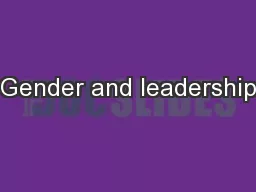 Gender and leadership