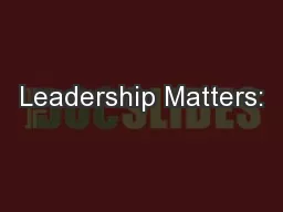 Leadership Matters: