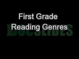 First Grade Reading Genres