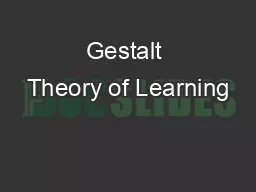 Gestalt Theory of Learning