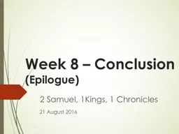 Week 8 – Conclusion