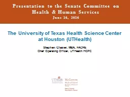 Presentation to the Senate Committee on Health & Human