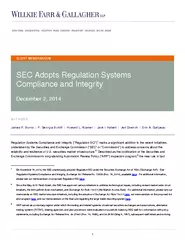 CLIENT MEMO RANDUM SEC Adopts Regulation Systems Compl