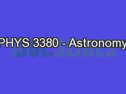 PHYS 3380 - Astronomy