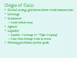 Origin of Crisis