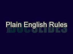 Plain English Rules