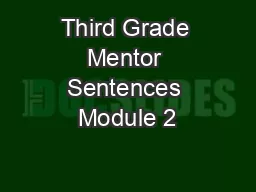 Third Grade Mentor Sentences Module 2