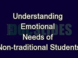 Understanding Emotional Needs of Non-traditional Students
