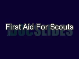 First Aid For Scouts