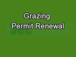 Grazing Permit Renewal