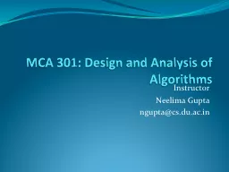 MCA 301: Design and Analysis of Algorithms