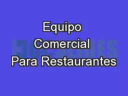 Equipo Comercial Para Restaurantes