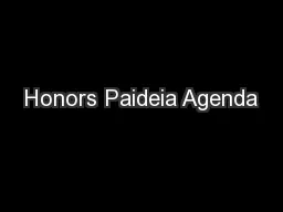 Honors Paideia Agenda