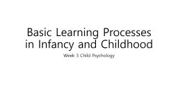 Basic Learning Processes in Infancy and Childhood
