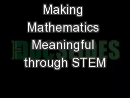 Making Mathematics Meaningful through STEM