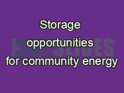 Storage opportunities for community energy