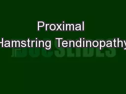 Proximal Hamstring Tendinopathy