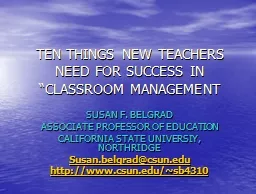 TEN THINGS NEW TEACHERS NEED FOR SUCCESS IN