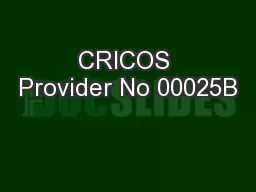 CRICOS Provider No 00025B