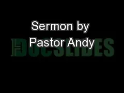 Sermon by Pastor Andy